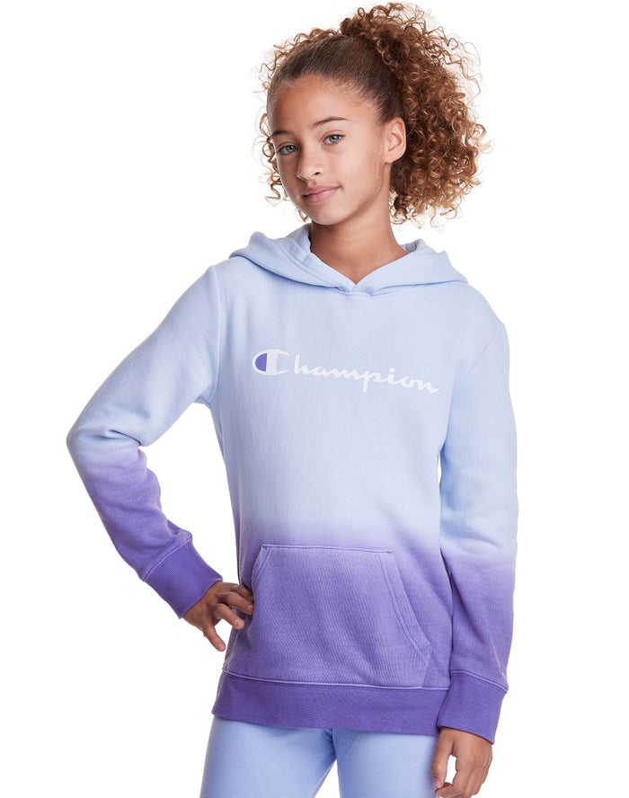 Champion Fleece Dip-Dye Script Logo Hoodie Meisjes - Blauw/Paars - Belgie 5739FSZJX